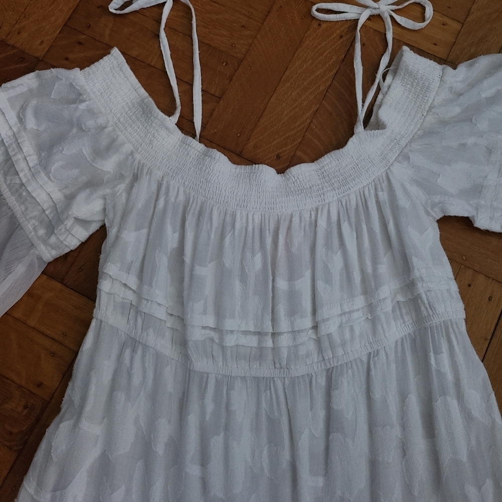 FREE PEOPLE BOHO Gorgeous White Off SHOULDER DRESS hp π₯π₯π₯20x - Picture 5 of 12